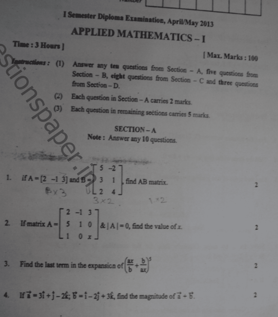phd mathematics question papers
